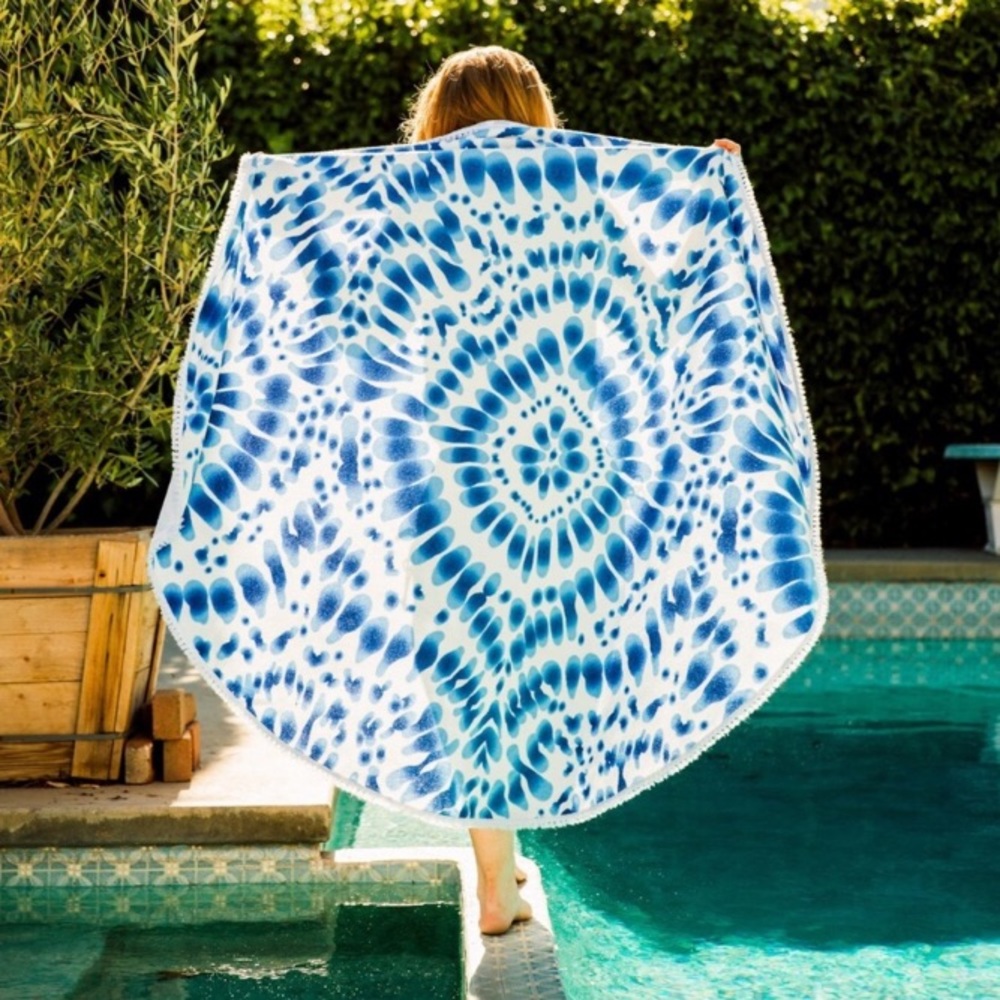 New Enchante Home Indigo Round Turkish Beach Towel